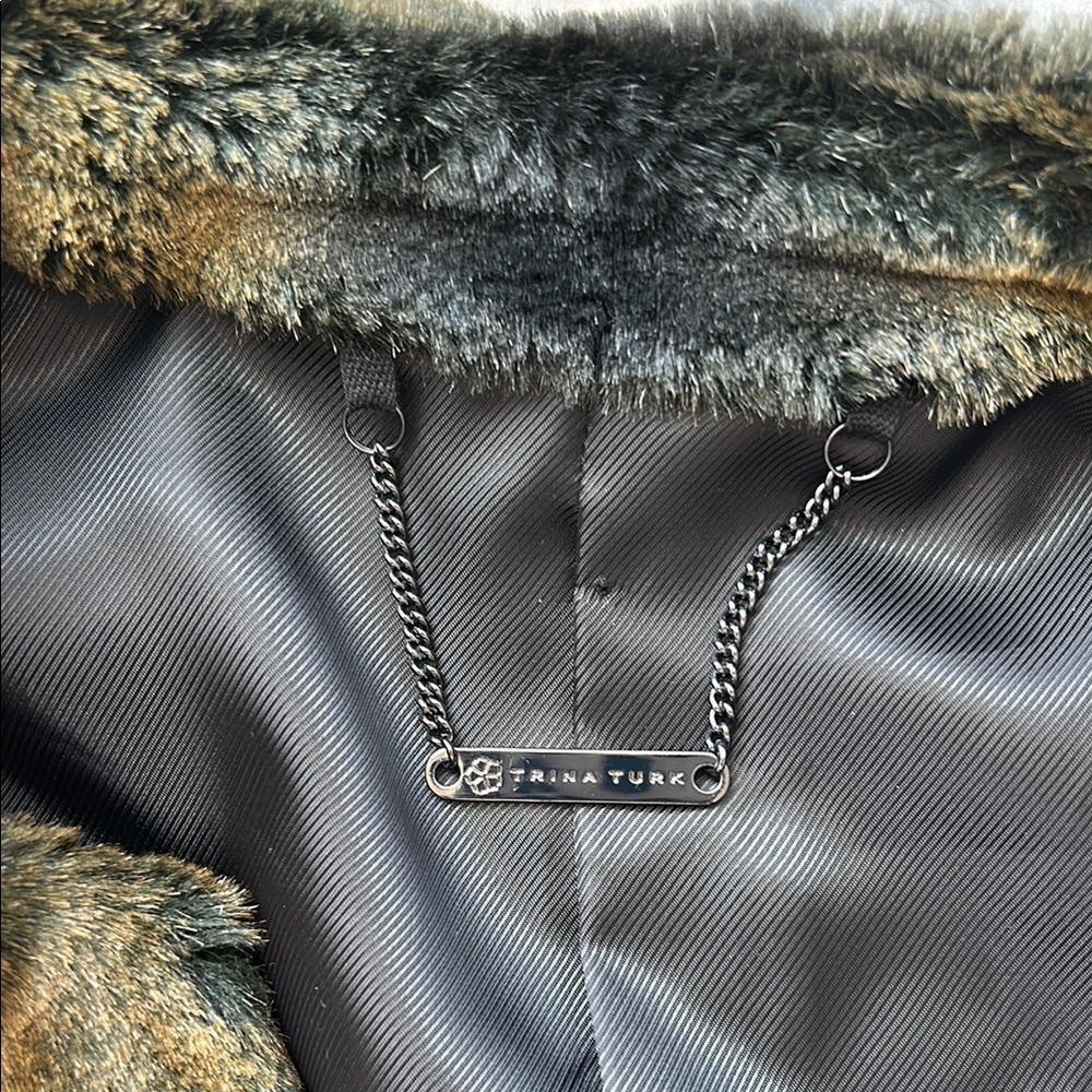 Trina Turk Faux Fur Vest in Olive and Black | 0 - Picture 5 of 5